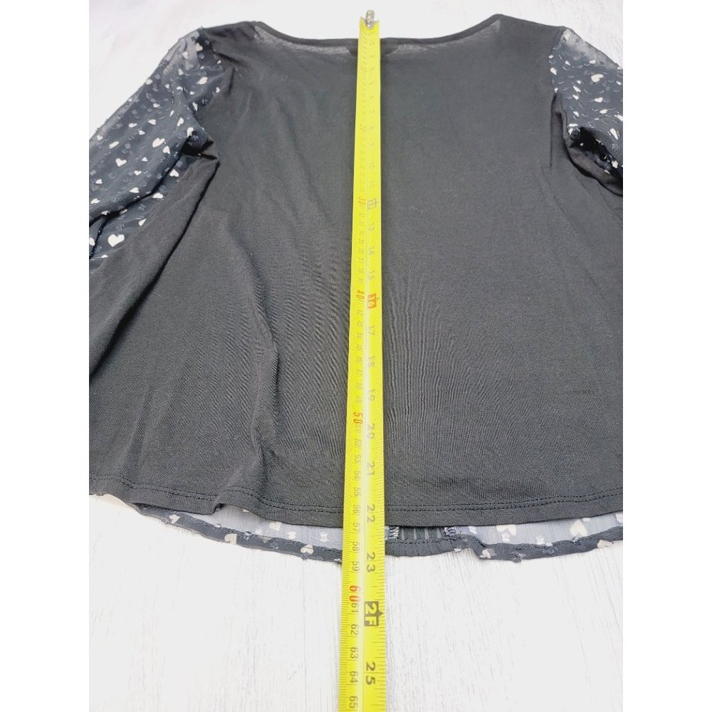 Layered Lauren Conrad Black With White Hearts Allover Top Size PXL - Picture 6 of 8